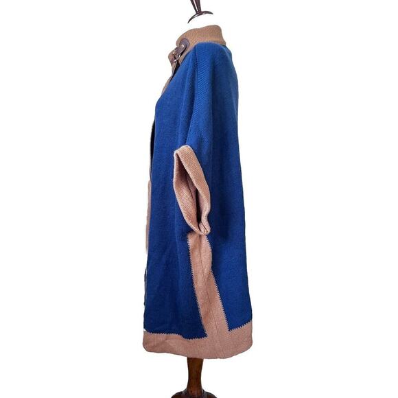 Anthropologie Akemi+Kin Cape Sweater Womens One Size Navy Brown - Picture 5 of 7